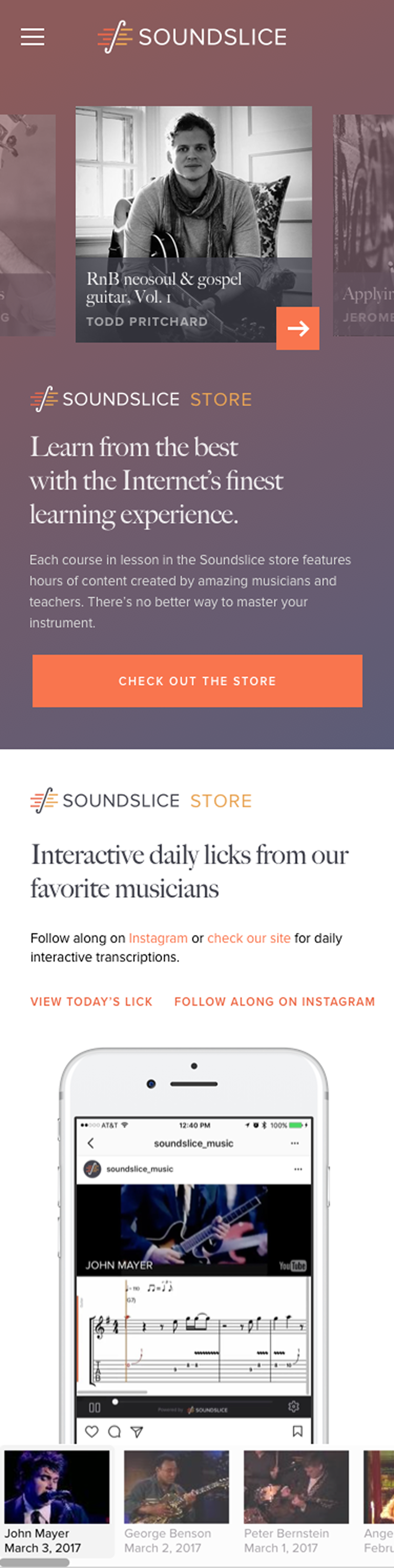 Soundslice Homepage Mobile